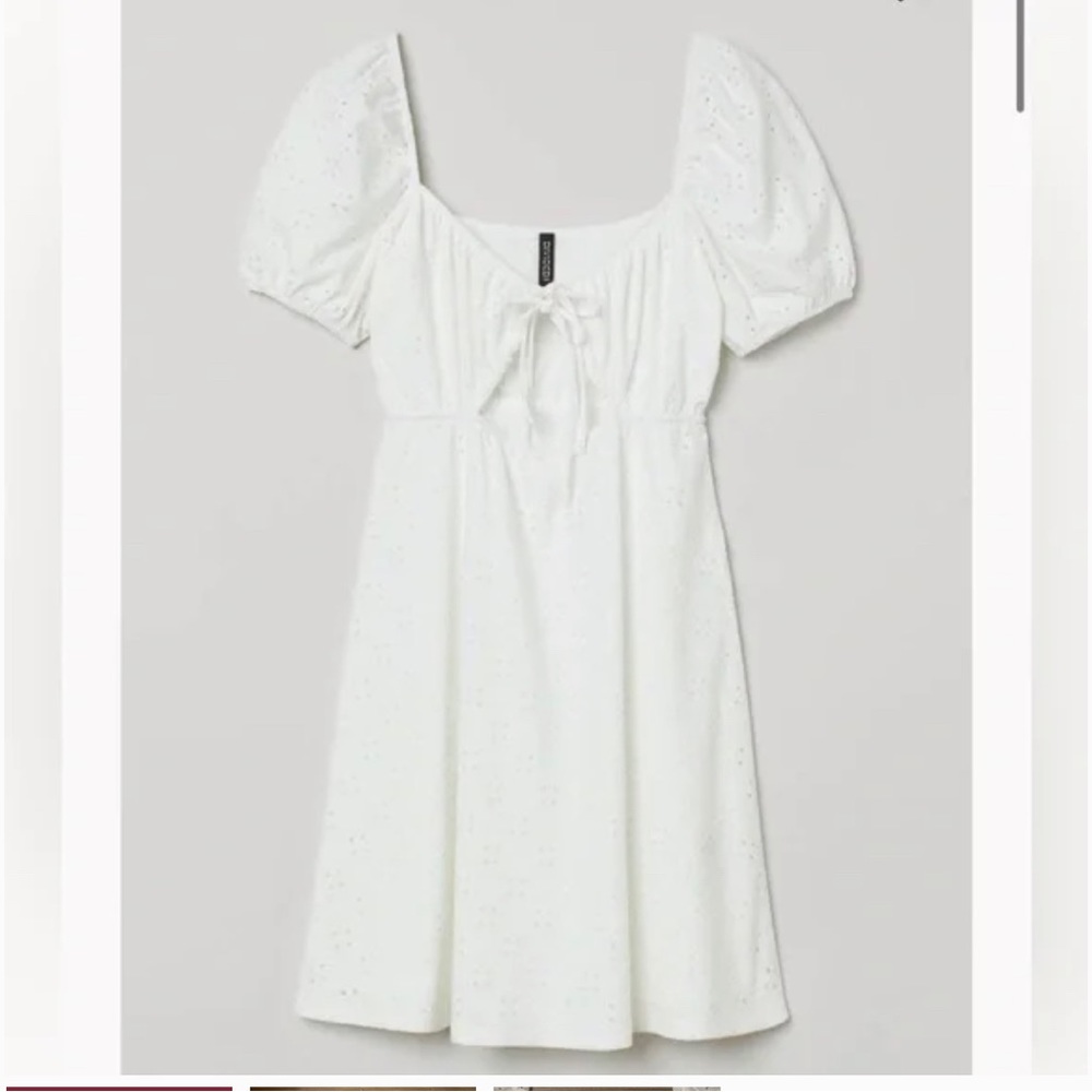 White Eyelette Dress with Puff Sleeves